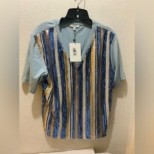 New with tags Joh Apparel Top Blue sequin size Medium